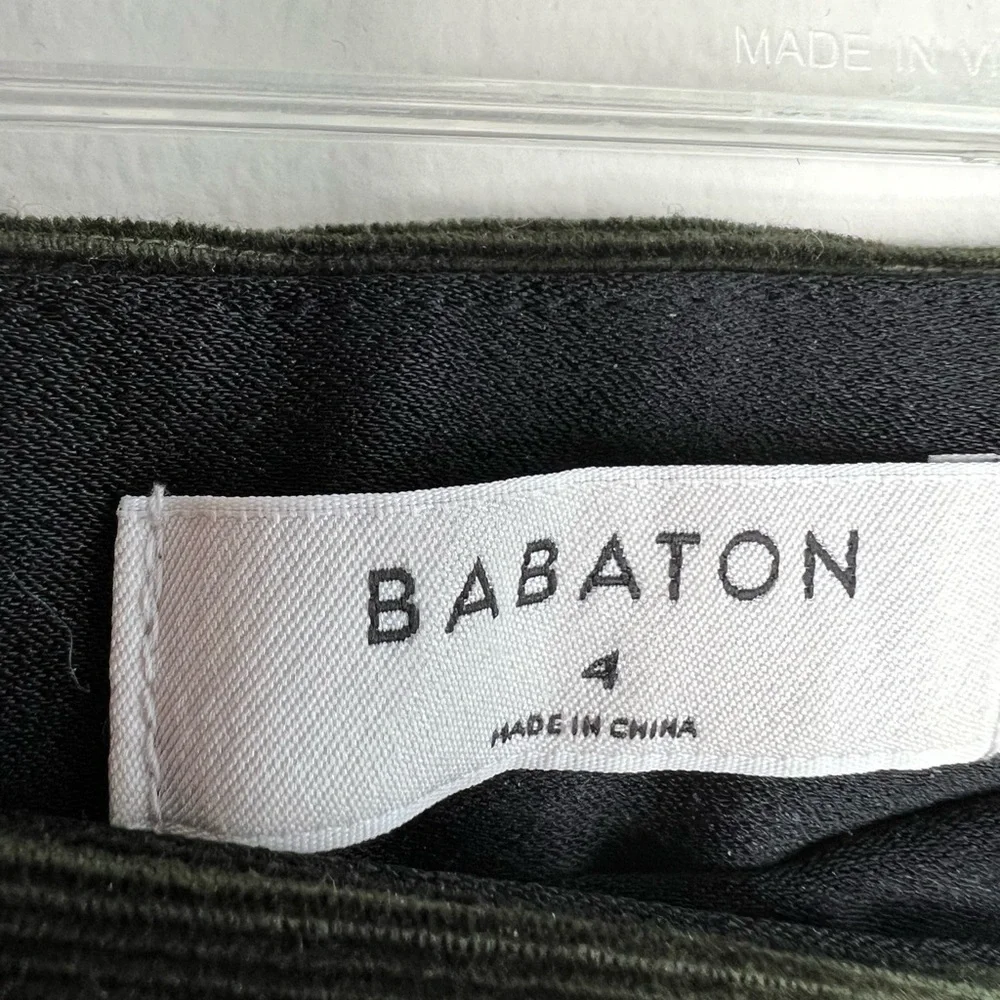 BABATON Women's Jean Pants Straight Leg Mid Rise Corduroy Velvet Olive Green Sz4 - Picture 6 of 6